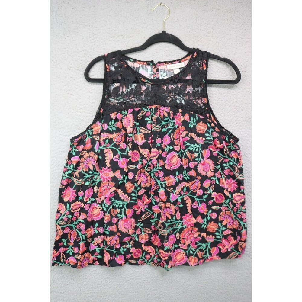 Knox Rose Crocheted Sleeveless Floral Top-Size XL